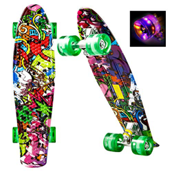 ANCHEER Skateboards Monopatín 56 cm/22 Inch Mini Cruiser - Patineta con 4 LED Luces PU Ruedas Diseño Retro para Niños Adolescentes Jóvenes Principiant en oferta