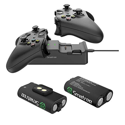 Smatree Estación de Carga de Doble ranura con Batería Recargable (Paquete de 2) para Xbox One / Xbox One S / Xbox One X / Xbox One Controlador Inalámb