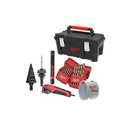 Pack MILWAUKEE - Linterna IPL-LED - con batería - Unidad de ángulo de ondas de choque - 10 brocas de tornillo - Caja d