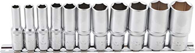 BGS 2756 | Juego de llaves de vaso hexagonal, largas | entrada 10 mm (3/8") | medidas en pulgadas | 11 piezas