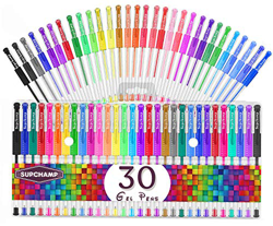 Supchamp Bolígrafos de Gel, 30 Bolígrafos de Gel de Colores para Niños, Incluyendo Metálico, Pastel, Clásico, Brillo, Fluorescente para Colorear Dibuj características