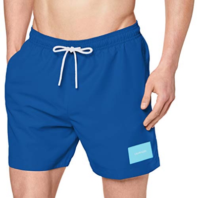 Calvin Klein Medium Drawstring Bañador, Azul (Snorkel Blue CJR), Small para Hombre