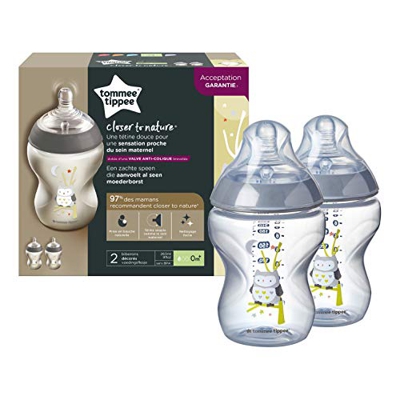 Tommee Tippee - 42252171 - Biberón Flujo Lento Anticólico, 260ml 0m+, 2 unidades, Azul