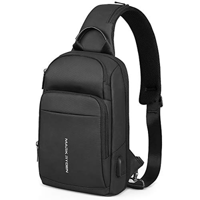 MARK RYDEN Bolso Bandoleras Hombre Impermeable con Puerto de Carga USB Casual Rucksack Antirrobo para Escalada, Kayak, Gimnasio, Ciclismo, Correr, Via