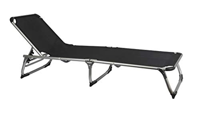 MaxxGarden Tumbona plegable – Tumbona de camping – Tumbona de playa – Aluminio – 189 x 59 cm – Negro