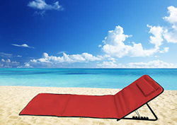 Pincho Estera de Playa Plegable portátil con Respaldo Ajustable y reposacabezas 158x56cm Bolsillo de Almacenamiento Viajes Picnic (Rojo) precio