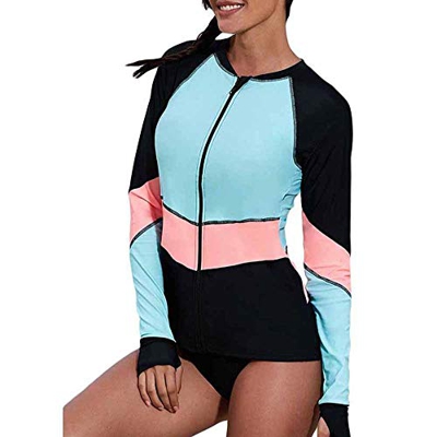 Top de Surf para Deportes acuáticos Belleza Europea Traje de baño de Manga Larga Ropa de Medusas de Secado rápido XL Ropa de Surf de una Pieza Traje d