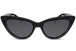 Cheapass Gafas de Sol Cat Eye 3D Frame Negro Brillante con Lentes Oscuras protección UV400 Mujer características