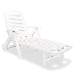 MWPO Tumbona de plástico Tumbona Plegable con reposapiés Ajustable Silla de Playa para Dormir Muebles duraderos para Piscina de jardín Blanco 72 x 195 características