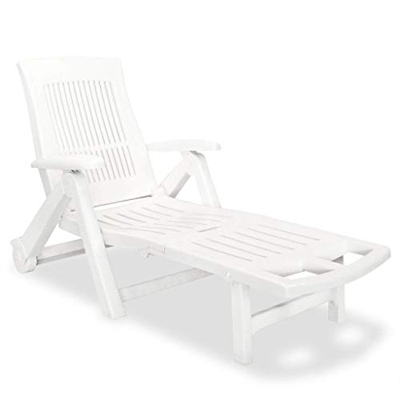 MWPO Tumbona de plástico Tumbona Plegable con reposapiés Ajustable Silla de Playa para Dormir Muebles duraderos para Piscina de jardín Blanco 72 x 195