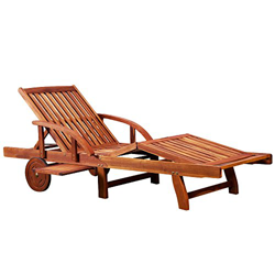 Deuba Tumbona de Madera de Acacia Tami Sun con mesa plegable reposapies ajustable para jardín terraza interior y exterior en oferta