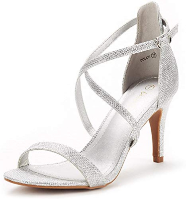 DREAM PAIRS Stilettos Talones Sandalias Mujer Moda Cruz Correa Open Toe Fiesta Zapatos, color Plateado, talla 41 EU