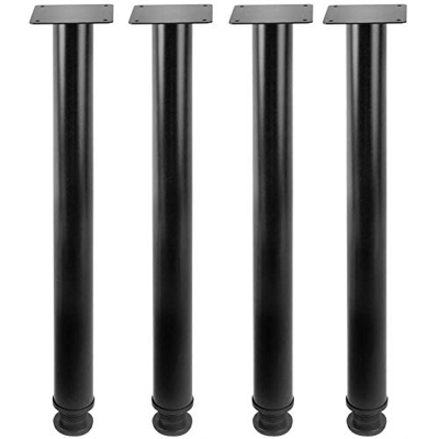 PrimeMatik - Pies Redondos para Mesa y Mueble. Patas en Acero Negras de 72-75 cm 4-Pack
