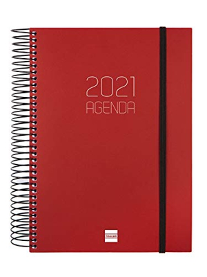 Finocam - Agenda 2021 1 Día página Espiral Opaque Burdeos Español