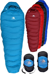Hyke & Byke Snowmass -15ºC Saco de Dormir de Plumón - Saco de Dormir Adulto Momia con Base ClusterLoft Ligero para Excursiones y Camping – Camping Acc características
