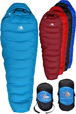 Hyke & Byke Snowmass -15ºC Saco de Dormir de Plumón - Saco de Dormir Adulto Momia con Base ClusterLoft Ligero para Excursiones y Camping – Camping Acc