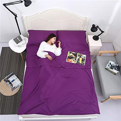 Baomasir Hüttenschlafsäcke Microfibra, 220 x 180 cm, Saco de Dormir de Verano, Muy Adecuado para Mochilas de Viaje y hoteles, Morado Oscuro