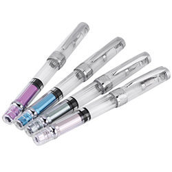 Pluma de Punta 0.5mm F Pluma Estilográfica Transparente Pluma con Pistón para Oficina Inicio Escuela 4pcs en oferta