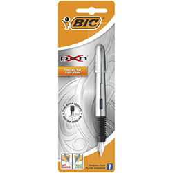 BIC Xpen - Pluma estilográfica recargable, plumín medio, tinta azul, cromada, 1 Unidad precio