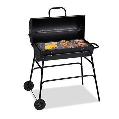 Relaxdays Holzkohlegrill Barbacoa de carbón Vegetal XXL con Tapa, ventilación Regulable, Estable, 96,5 x 103 x 64,5 cm, Color Negro