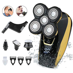Afeitadora Electrica Hombre, Maquinilla Afeitar 5 Cabezas Rotativa Impermeable Depiladora Corporal Impermeable USB Recargable Adecuados Para Hombres y en oferta