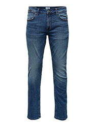 Only & Sons ONSWEFT Life REG Zip Blue PK 7086 Noos Jeans, Azul Denim, 33W x 34L para Hombre en oferta