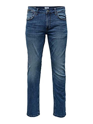 Only & Sons ONSWEFT Life REG Zip Blue PK 7086 Noos Jeans, Azul Denim, 33W x 34L para Hombre