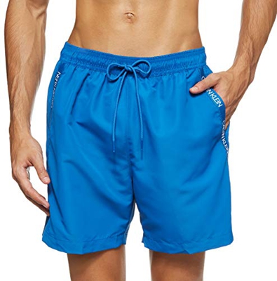 Calvin Klein Medium Drawstring Bañador, Azul (Snorkel Blue 19-4049 CJR), Small para Hombre