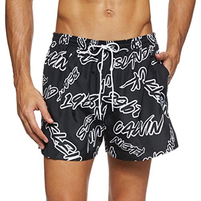 Calvin Klein Short Drawstring Bañador, Negro (Graffiti Print Black 0GN), Large para Hombre