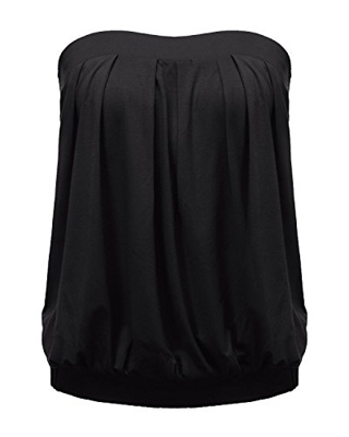 ZANZEA Mujeres Casual Casual Verano Slim Strapless Plisado Fruncido Playa Chaleco Camisa Tube Tops 01-Negro S
