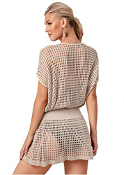 Jinsha Vestido de Playa para Mujer Sexy Grandes Bikini Cover Up de Punto Vacaciones en Playa Pareos Trajes de Baño Ropa de Playa (Beige) precio