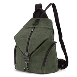 JOSEKO - Mochila de lona para mujer, gran capacidad, estilo vintage, para viajes, para el colegio, para exteriores Verde verde small precio