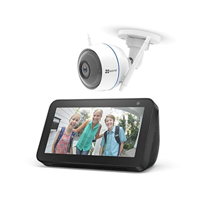 Echo Show 5, negro + EZVIZ ezTube 1080p Cámara de Seguridad, compatible con Alexa