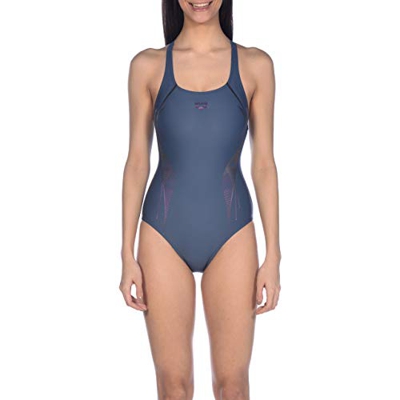 Arena W V Back One Piece Bañador Deportivo Mujer Slinky, Shark-freakrose, 36