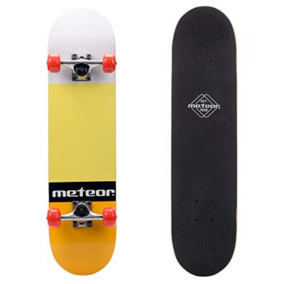 Monopatín patineta Retro Madera Skateboard Completo niños jóvenes Adultos Mejor Calidad Robusto Ligero Ruedas un Skateboard Madera (Salty Naranja/Amar