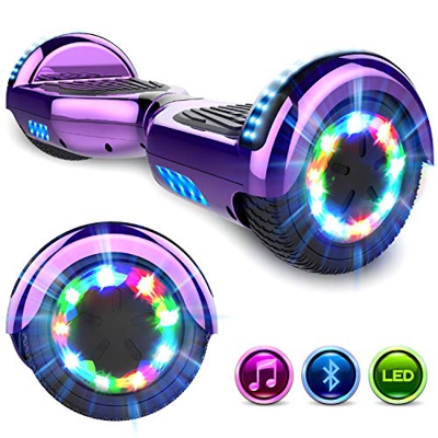 GeekMe Hoverboards 6.5 '' Self Balance Scooter Las Ruedas LED Luces, Scooter eléctrico con Bluetooth - Patinete Eléctrico 2 * 350W (Purple)
