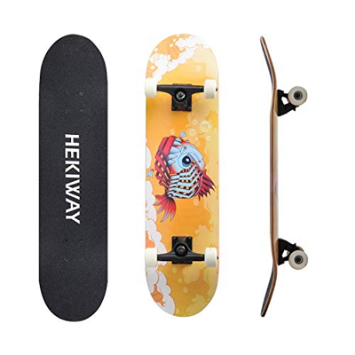 HEKIWAY Tabla de monopatín, Tabla Completa con rodamientos ABEC-7 de 7 Capas 90 A de Arce, monopatín para Adultos y niños, 31 x 8 x 5 lnches de Carga