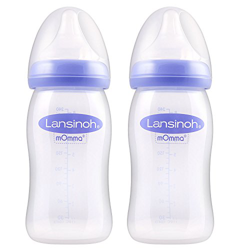 Biberón para Leche Materna con tetina simuladora de pezón NaturalWave de Lansinoh, 240 ml / 2 uds características