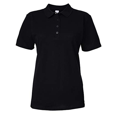 Gildan - Polo de manga corta de doble piqué para mujer (Grande (L)/Negro)