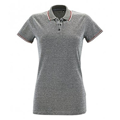 SOLS - Polo piqué Jaspeado Paname para Chica Mujer (XXL) (Negro Jaspeado)