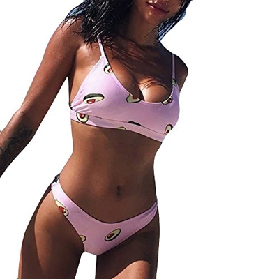 MMMYANG Aguacate Bikini Tipo Bandeau con Estampado de piña sin Tirantes, Corte Alto, para Mujer (Aguacate, S)