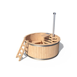 Isidor Holzbau - Piscina de madera para exterior, juego completo con tapa y accesorios opcionales características