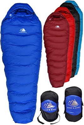 Hyke & Byke Snowmass -15ºC Saco de Dormir de Plumón - Saco de Dormir Adulto Momia con Base ClusterLoft Ligero para Excursiones y Camping – Camping Acc