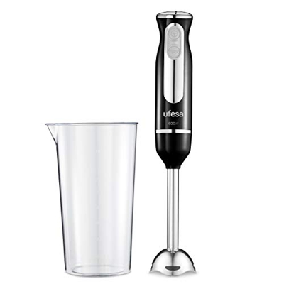 Ufesa BP3442 Classic - Batidora de mano, Potencia 600 W, Pie desmontable, Función Turbo, Vaso Graduado incluido, BPA Free