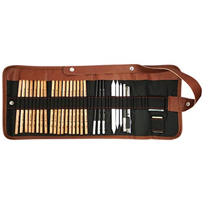 Cooja Set de Lapices de Dibujo, Lapiz Kit de Arte Material de Dibujo con Lapices Grafito e Lapices Carboncillo, Set de Artista para Bosquejo, 29 Pieza