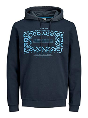 Jack & Jones JCOKURT Sweat Hood Sudadera con Capucha, Azul Marino, XXL para Hombre