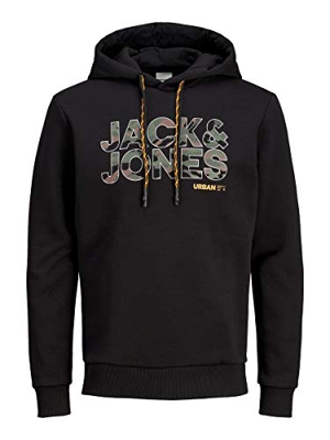 Jack & Jones JCORAD Sweat Hood Sudadera con Capucha, Negro, S para Hombre