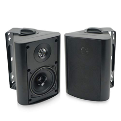 Herdio Altavoces Bluetooth para interiores y exteriores de 4 pulgadas Altavoces impermeables para montaje en pared Altavoces para patio, Negro en oferta