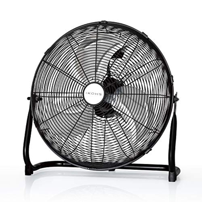IKOHS EOLUS TURBO PRO - Ventilador de suelo Industrial, 120 W, Potente flujo de aire, Ligero, Ajustable, Con Patas Antideslizantes, 3 hélices, 3 veloc
