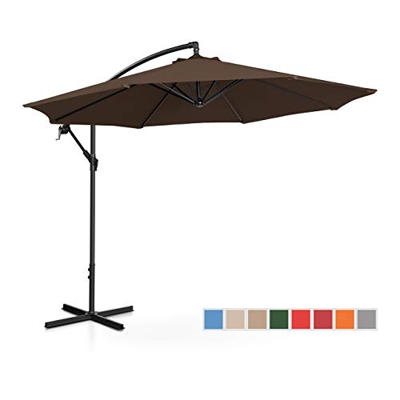 Uniprodo Sombrilla Tipo Semáforo Parasol Colgante Uni_Umbrella_R300BR (Pantalla Redonda, Diámetro 300 cm, Inclinable, Color Marrón)
